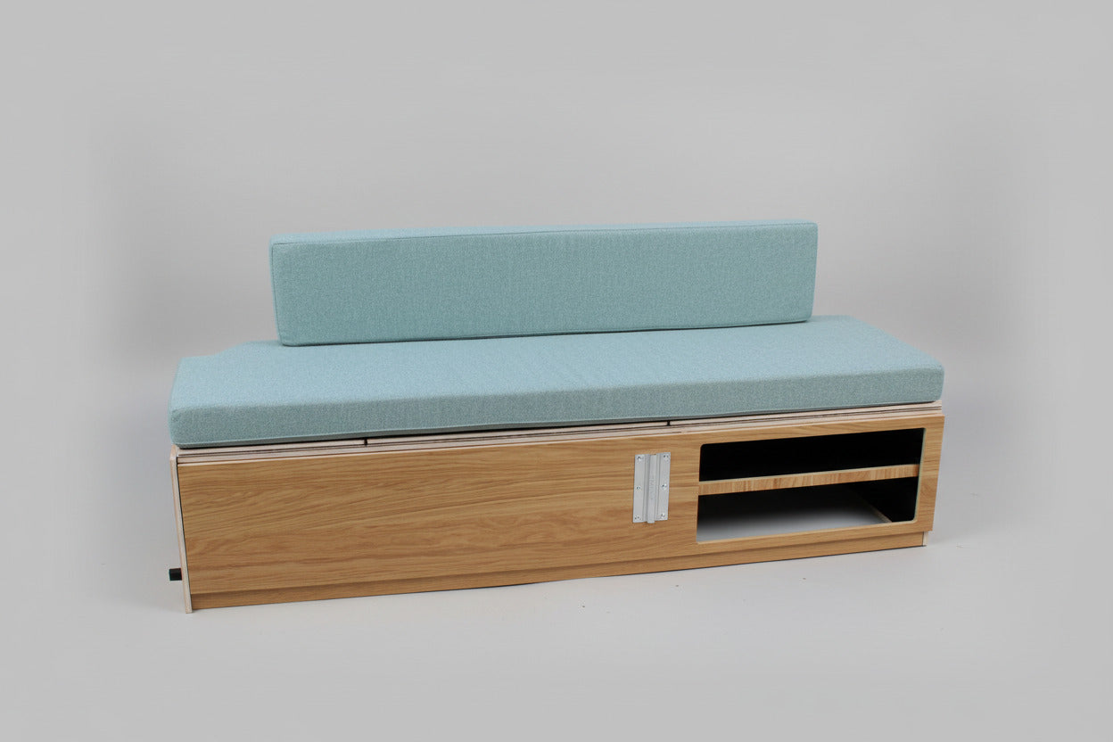 Camper Modul für Ford Transit Custom – Sitzgruppe, Bett & Auszugsküche (Queenply / Eiche)