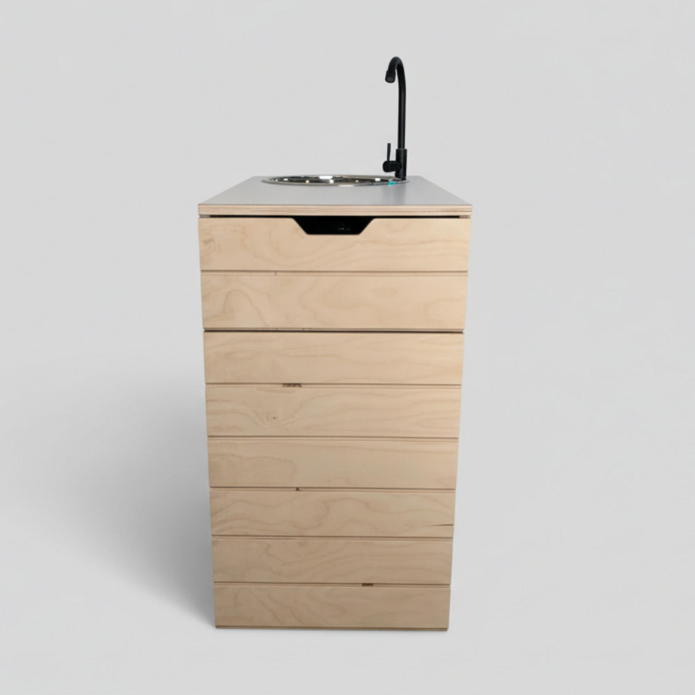 Kompaktes Küchenmodul für Camper & Vans - Campingküche handgefertigt, inkl. Wasser- & Kochsystem